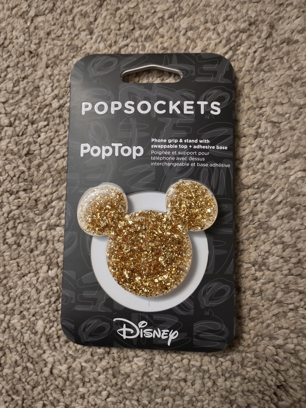 Disney Mickey Mouse Gold Glitter PopSockets PopTop Grip & Stand NWT